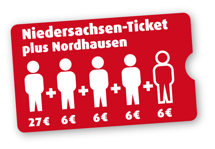 Niedersachsen-Ticket plus Nordhausen 4 Personen Niedersachsen-Ticket plus Nordhausen 4 Personen