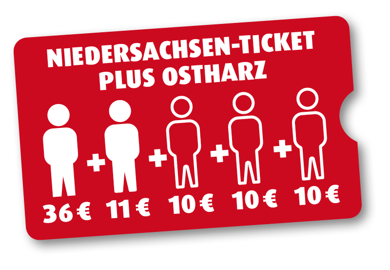 Niedersachsen-Ticket plus Ostharz 2 Personen