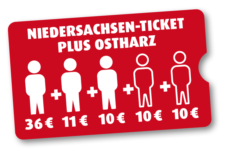 Niedersachsen-Ticket plus Ostharz 3 Personen