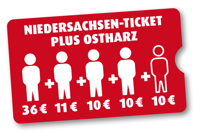 Niedersachsen-Ticket plus Ostharz 4 Personen