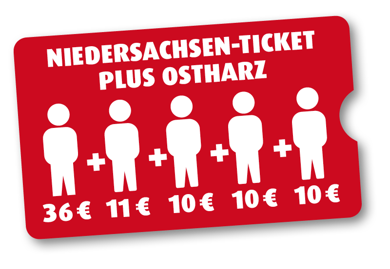 Niedersachsen-Ticket plus Ostharz 5 Personen