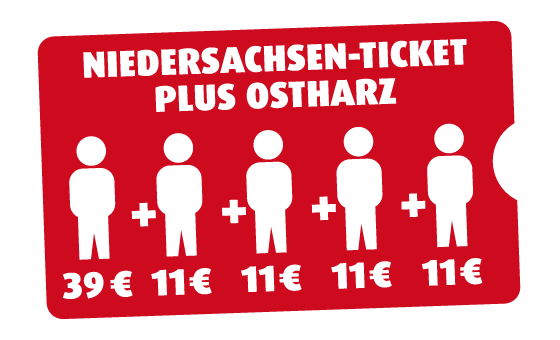 Niedersachsen-Ticket plus Ostharz 5 Personen